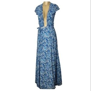 Revolve Endless Summer wrap blue floral print maxi dress size 2